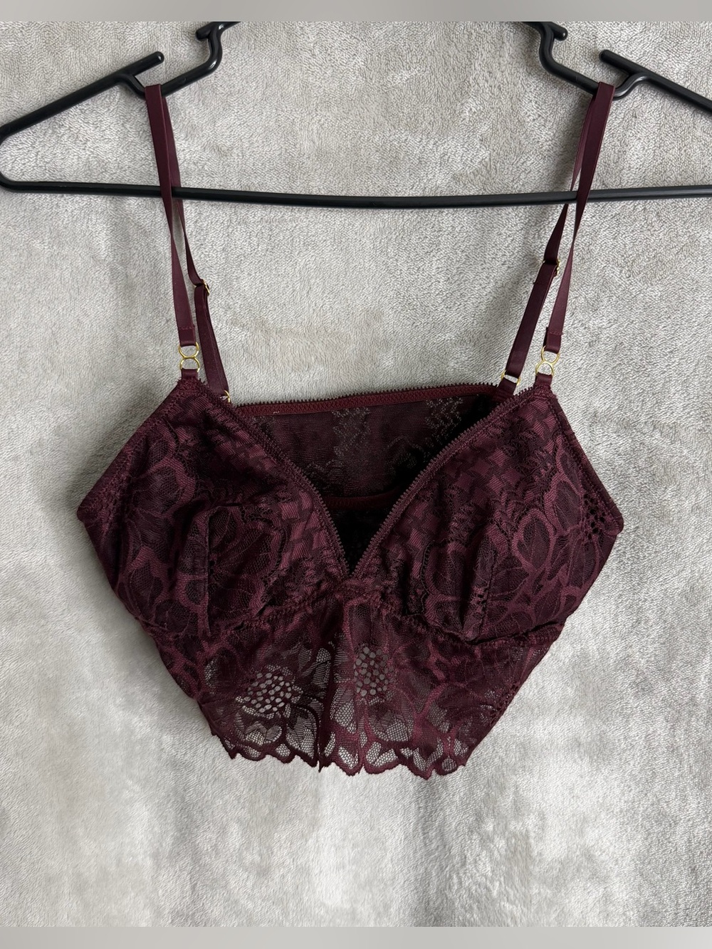 Aerie Wireless Burgundy Floral Lace Lightly Lined Long Line Bralette